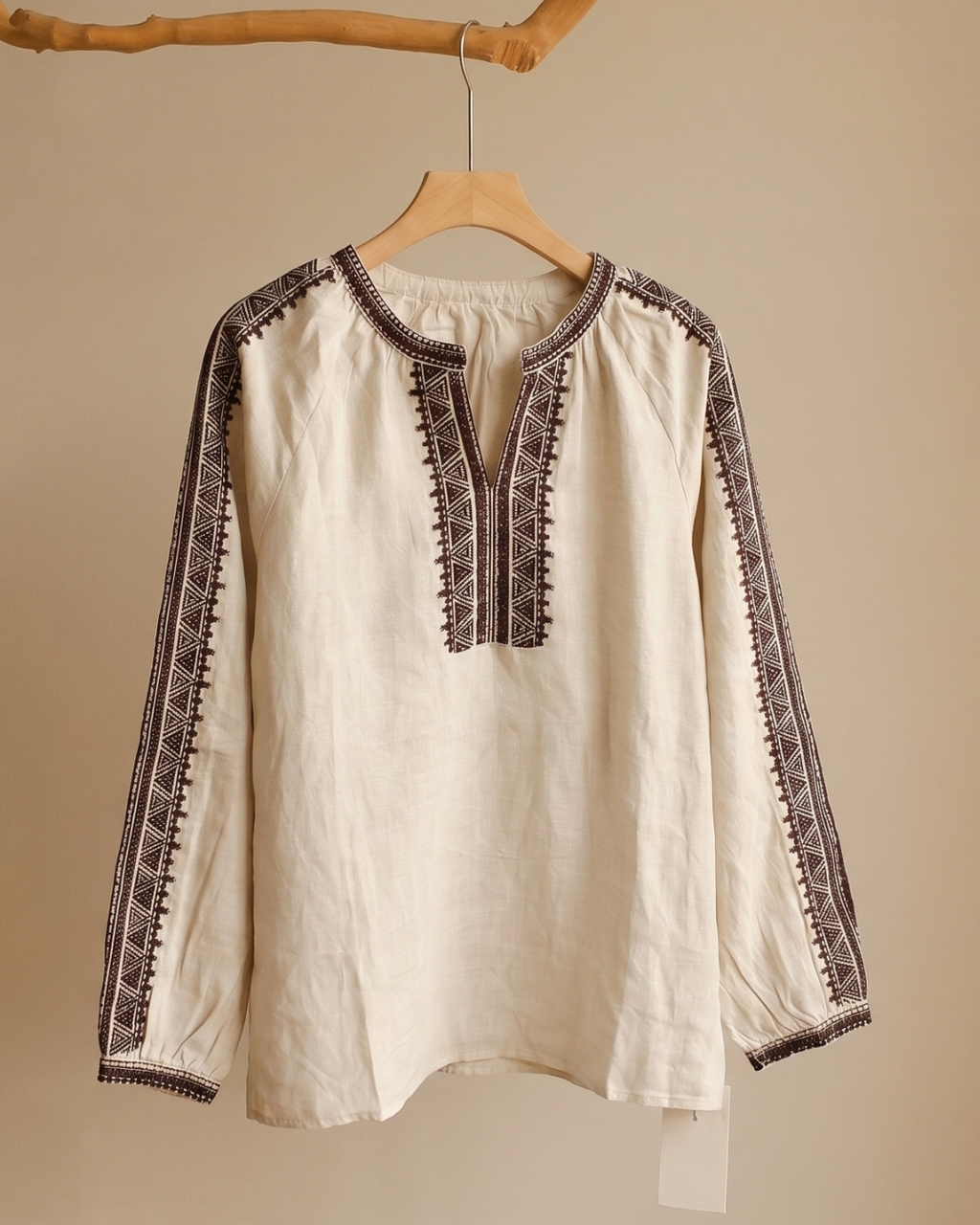 Boho Embroidered Ramie Blouse 2701#