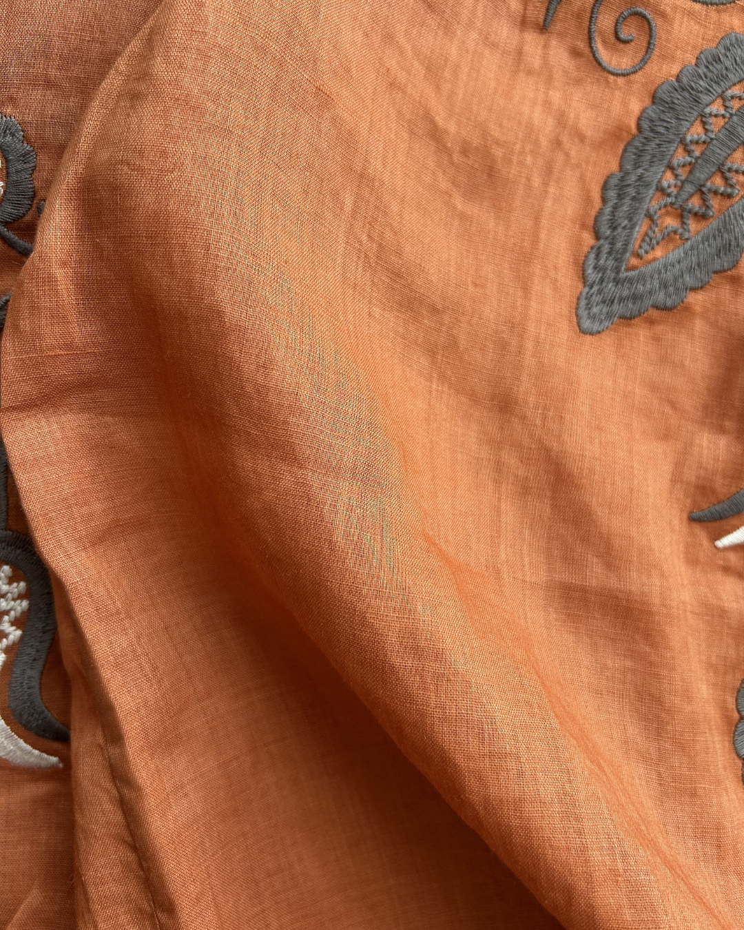 Floral Embroidered Ramie Blouse – 100% Natural Ramie Women's Top 2695#