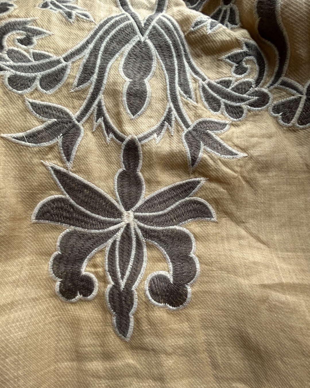 Bohemian Embroidered Ramie Dress | Floral V-Neck Short Sleeve Midi Dress | 100% Natural Ramie 2555#