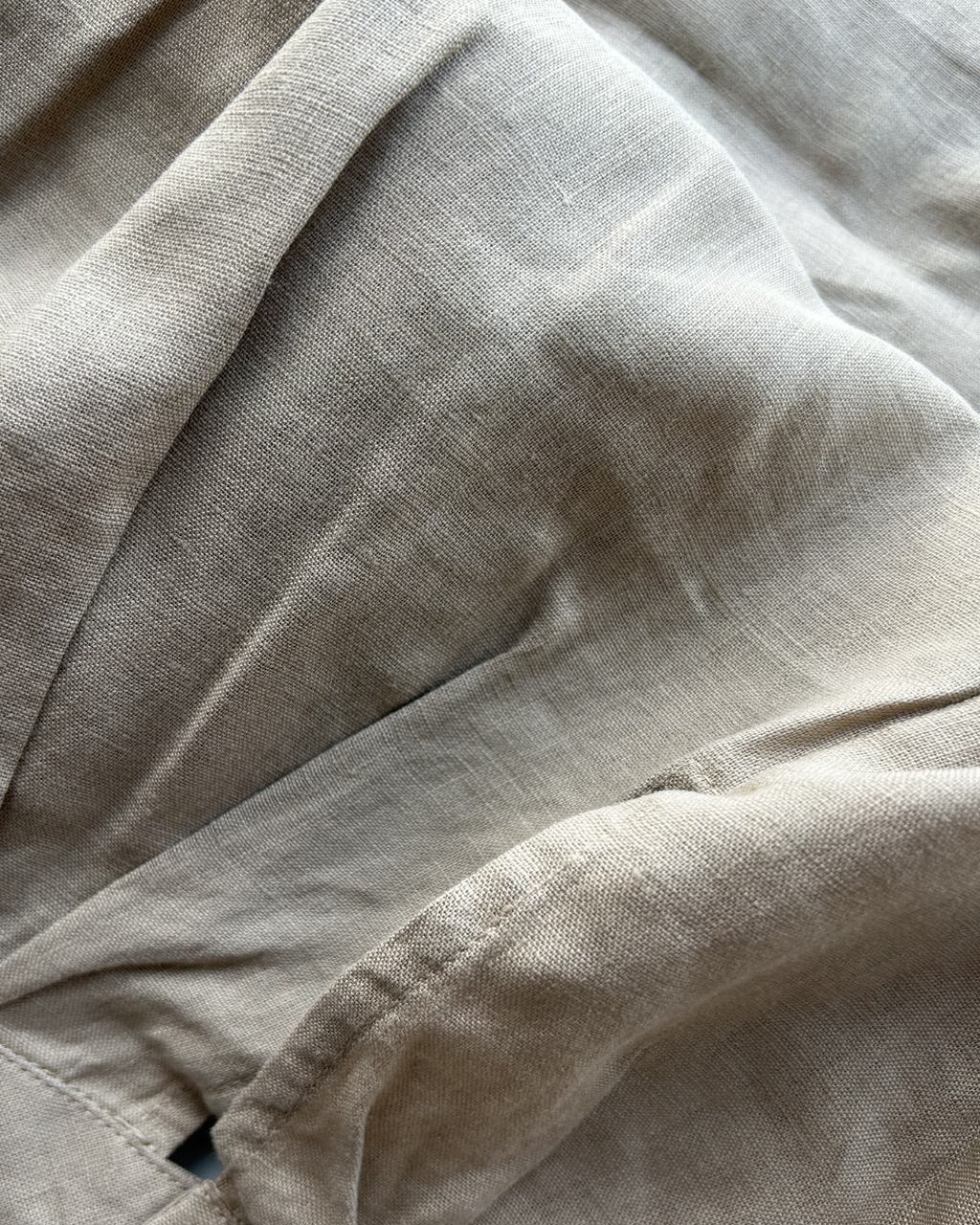 100% Linen Pleated Sleeveless Top | Natural Oatmeal #35015