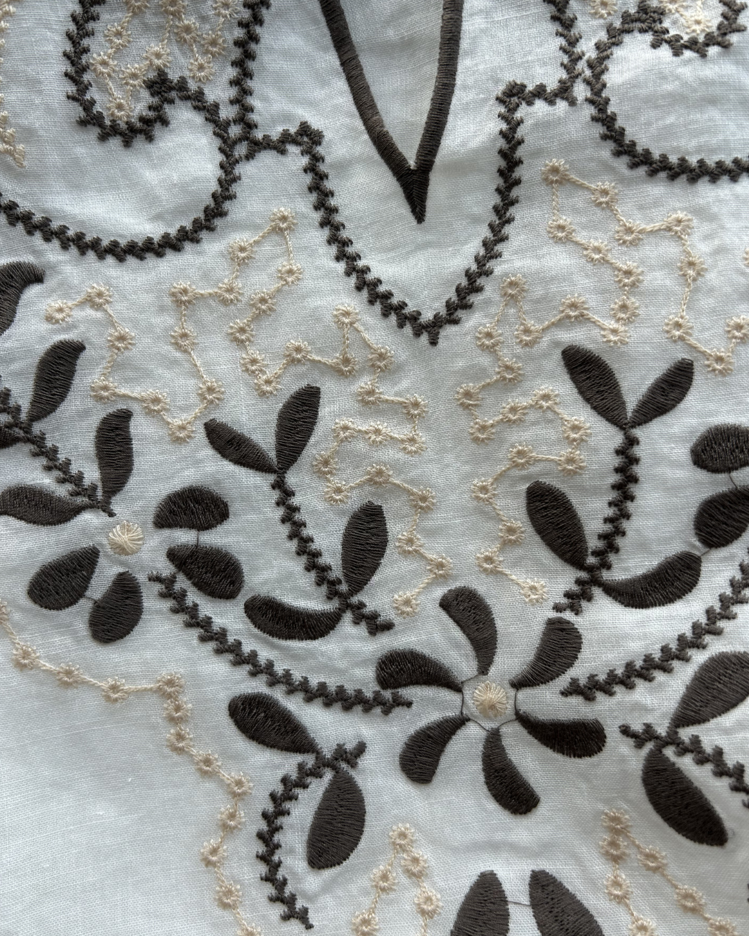100% Ramie Cutwork Embroidered Blouse | White | Flared Sleeves #2657