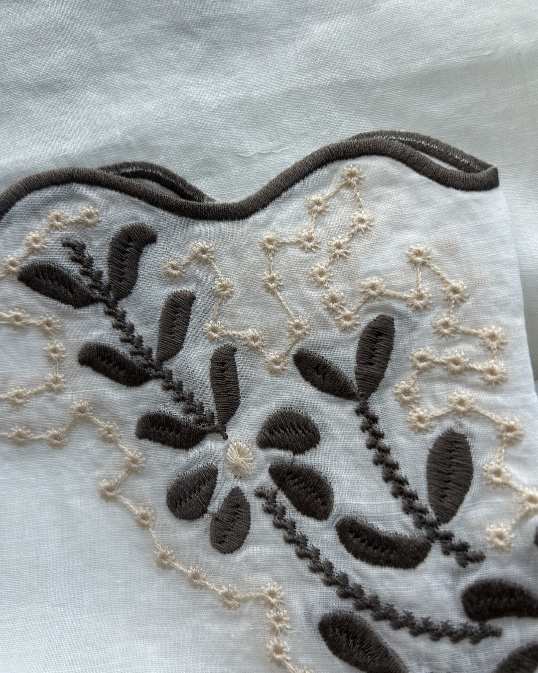 100% Ramie Cutwork Embroidered Blouse | White | Flared Sleeves #2657