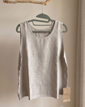 100% Linen Sleeveless Tank Top | Relaxed Fit Scoop Neck Vest | Natural Beige